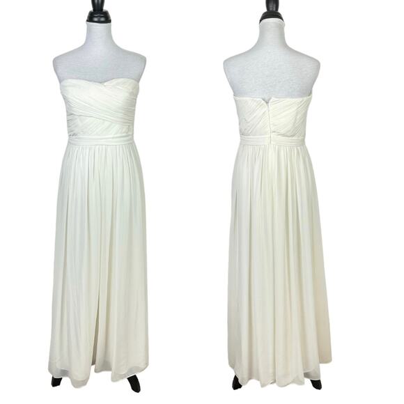 Bill Levkoff | Ivory White Sweetheart Neck Strapless Empire Waist Formal Gown - Picture 1 of 14